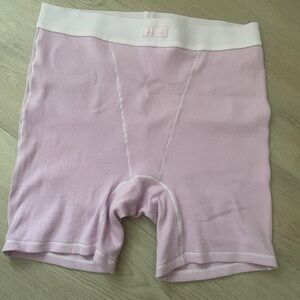 SKIMS Pink Ribbed Boxer Shorts